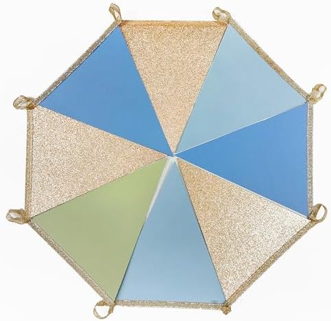 Champagne Gold Dusty Blue Sage Green Pennant Banner Flag Olive Green Blue Hanging Glitter Paper Triangle Bunting for Birthday Wedding Shower Silly Goose Themed Party Decorations Supplies - Image 4