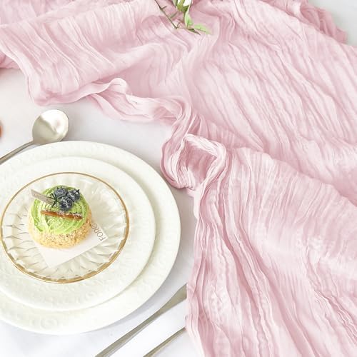 4 Pack Pink Cheesecloth Table Runner for Birthday Party Home Decor - Image 2
