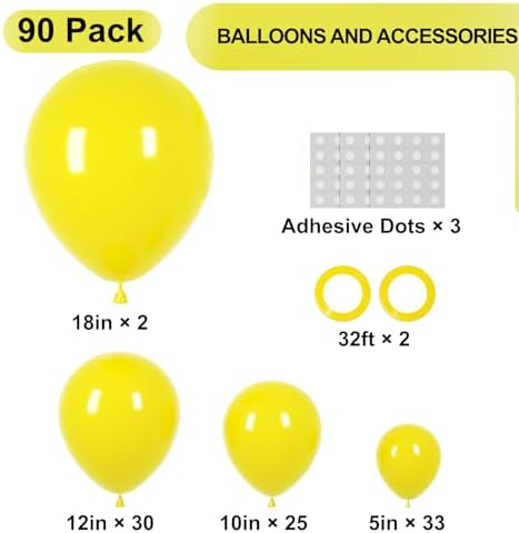 Voircoloria 90pcs Yellow Balloons Garland Arch Kit, 18 12 10 5 Inch - Image 2