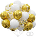 62pcs Gold White Balloons Kit - 12 Inches Gold White Confetti Party Decoration Balloons for Graduation Baby Shower Birthday Wedding Party Decorations Supplies by OuMuaMua