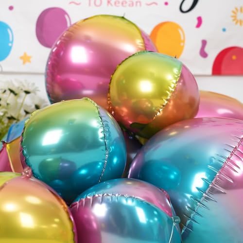 12PCS Gradient Rainbow Round Foil Balloons 22" 15" 10" Large Chrome Balloon - Image 5