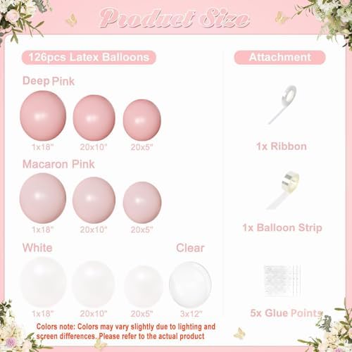 Light Pink Balloon Arch Kit, Baby Pink White Balloon Garland Kit - Image 4