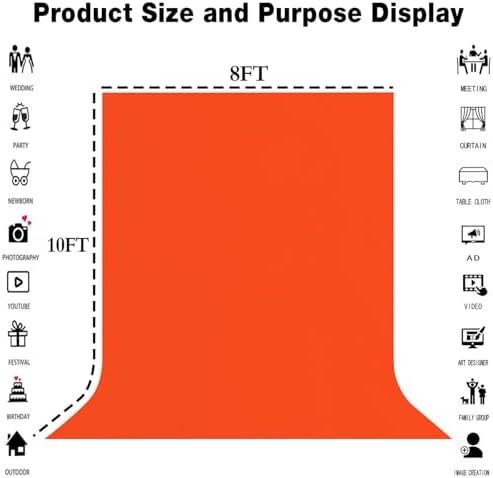 Orange Photography Backdrop for Photoshoot, Fabric 8x10ft - Image 3
