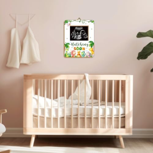 Dinosaur Baby Shower Decor Frame, Hatching SOON Baby Shower Party Supplies for Expecting Parents-to-Be Keepsake Gifts, Pregnancy Sonogram Frame Keepsake, Gender Reveal Presents - Image 4