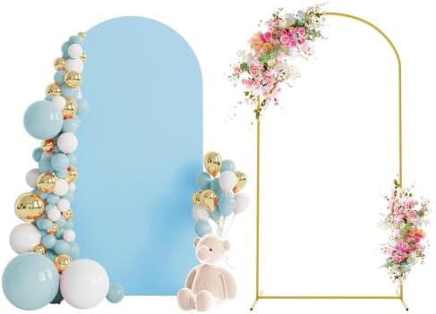 Wokceer 6.6FT Arch Backdrop Stand and Cover Set,Arch with Dusty Blue Cover by Wokceer