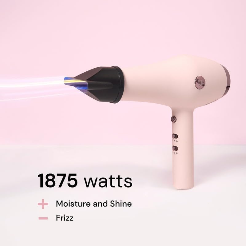 L’Ange Hair Soleil Professional Hair Dryer | Fast Drying Ionic Blow Dryer for Frizz-Free Results | 3 Heat Settings with Cool Shot Feature | Lightweight Hairdryer with Concentrator 1875W | Blush - Image 3