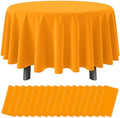 16 Pack Orange Plastic Tablecloths for Round Tables, Premium Decorative Orange Disposable Table Covers for Parties, Round Party Table Cover for Fall Autumn Birthday Thanksgiving Graduation, 84 Inch by RAGNHILD
