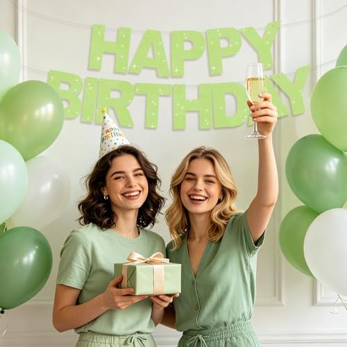 BEISHIDA Pre-Strung Light Green Happy Birthday Banner Party Sign Decoration - Image 6