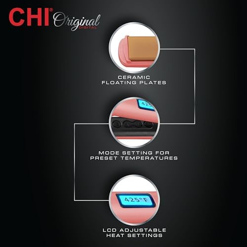 CHI Original Flat Iron Hair Straightener, 1.25", Prosecco Please - Image 2