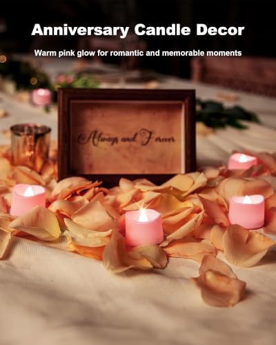Homemory 12-Pack Pink Flameless Battery Tea Light Candles, 200+ Hours - Image 4