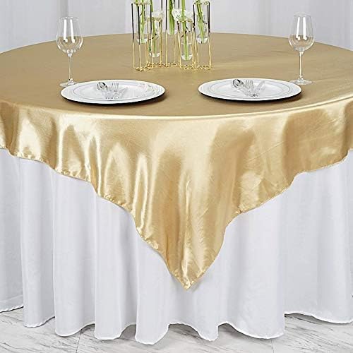Balsa Circle 10 pcs 72x72 inch Champagne Square Tablecloth Satin Fabric Overlays Linens | Table Cloths Cover for Wedding Party Banquet Reception Events Decoration Kitchen Dining Events Kitchen Dining - Image 3