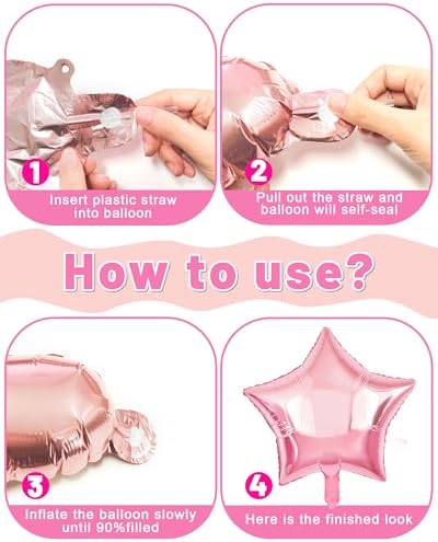 Pink Happy Birthday Party Decorations with Banner Balloons for Women Girls - Image 6