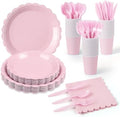 175 Pcs Pink Paper Plates and Napkins Party Supplies, Serves 25 by LisonTops
