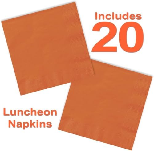 Heavy Duty Orange Party Bundle Paper 9" Dinner plate, 7" Dessert Plates And Napkins, 56 Piece Disposable Paper Party Plate Set - Image 4
