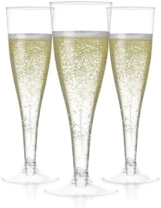 Prestee Disposable Champagne Flutes, 4.5 oz Plastic Champagne Glasses by Prestee