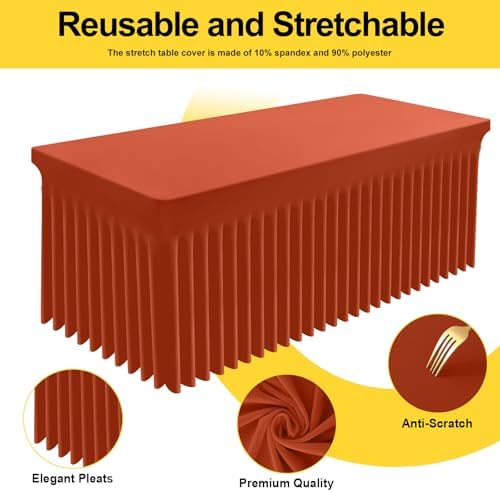 Smiry Spandex Elastic Fitted Table Cloth Skirt for 8FT Rectangle Table - Image 3