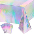 6 Pack Iridescence Plastic Tablecloths Shiny Disposable Laser Rectangle Table Covers Holographic Foil Tablecloth Iridescent Party Decoration Birthday Bridal Wedding Christmas 54" x 108"(Laser) by EnjoyYourFunnyParties