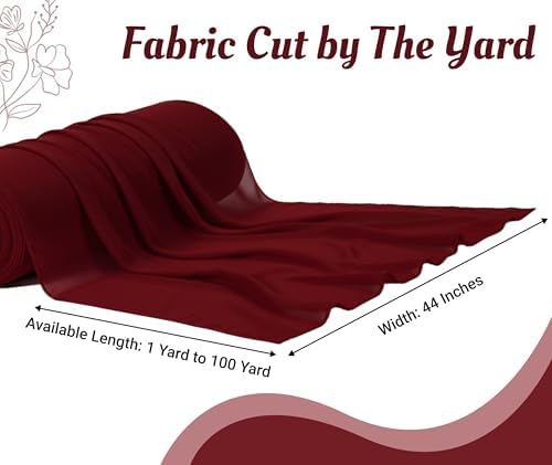 80 Yard Chiffon Fabrics, 44" Wide, Lightweight, Sheer – Maroon - Image 4