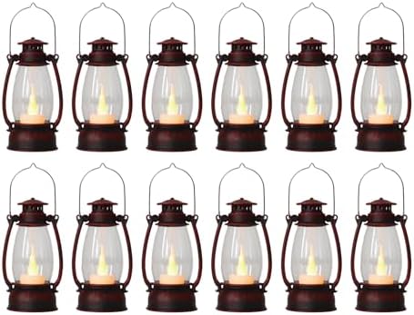 12Pcs Hand-Brushed Red Mini Lanterns for Vintage Christmas Table Decorations – 6Inch Small Candle Lanterns for Western Cowboy Camping Halloween Weddings Party Centerpiece & Hanging Ornaments by ReperlaSpecialMiniSmallLanternDecoration