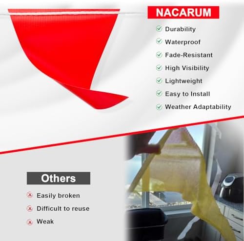 Safety Warning Pennant Banner Flags(RED+WHITE,45pcs,105FT) - Image 3