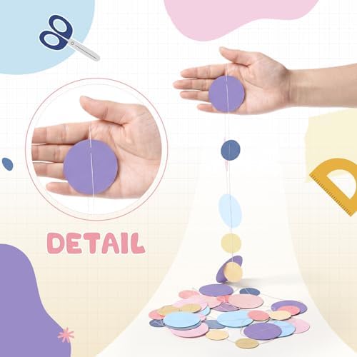 Outus 10 Pieces Dot Garland Banner Hanging, Pastel Rainbow Color - Image 3
