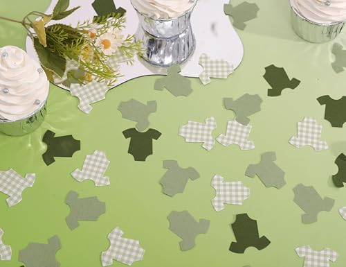 Saga Green Baby Shower Bodysuit Confetti,Green Gingham Baby Shower Confetti - Image 6