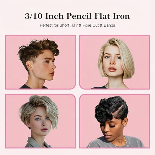 SAOSA Mini Pencil Flat Iron for Short Hair - 0.3" Ultra-Thin Hair Straightener & Curler, 9 Temp (190°F-430°F), Ceramic Tourmaline, Fast 30s Heat Up, Travel Kit with Pouch & Glove, Dual Voltage - Image 5