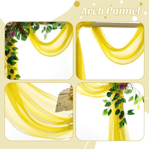 Pack of 1 Wedding Arch Drape Panel Fabric 30" x 100ft - Yellow - Image 5