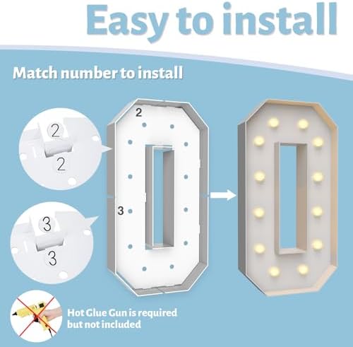 4FT Light Up Marquee Number 0- Large Foam Board Mosaic Kit - Image 4