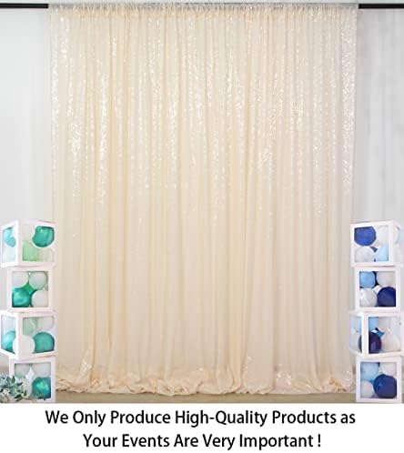 ShinyBeauty Sequin Fabric Backdrop 4FTx7FT - Ivory Sequin Drapes Sparkle Glitter Shimmer Background for Photoshoot & Birthday Party - Image 2