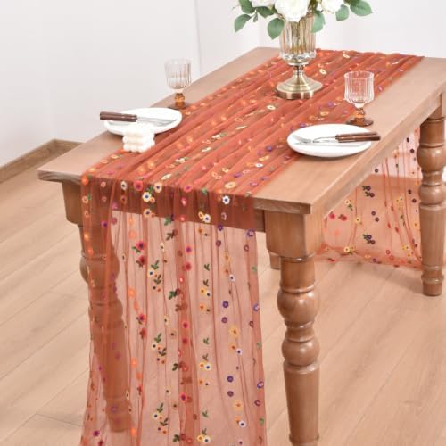 2 Pack Flower Table Runner Floral Daisy Fall Wedding Birthday Party Decor - Image 5