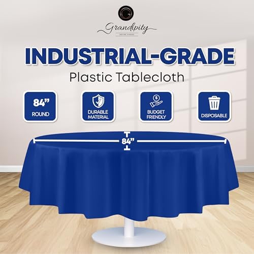 Grandipity Plastic Table Cloth Disposable 12 Pack 84" Round Blue - Image 2