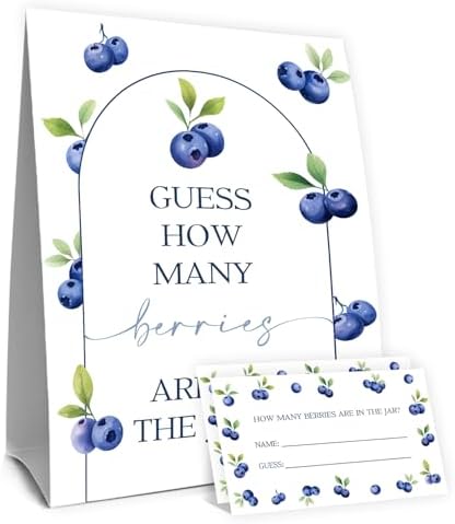 Blueberry Baby Shower Decorations,Blueberry Guess How Many Baby Shower Game,Guess How Many Berries Are in the Jar,Birthday Party Game & Activities 50 Cards and Sign by Unknown