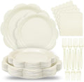 96 Pcs Ivory Paper Plates and Napkins Set Party Supplies Serve for 24 Guest by Unknown