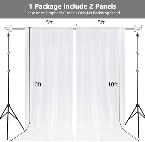 MEETSKY White Backdrop Curtains,Photo Birthday Backdrop,5ft x 10ft,2 Panels - Image 3