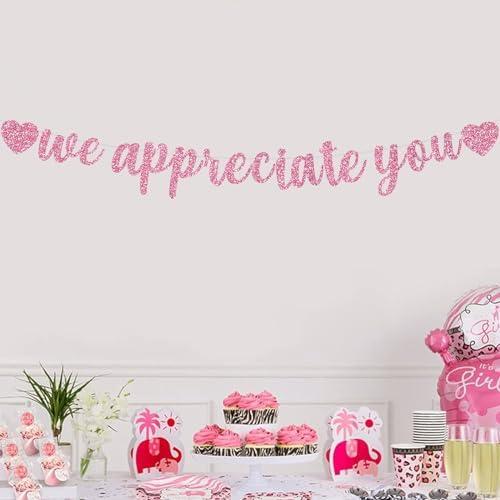 BEISHIDA Pink We Appreciate You Banner - Employee Appreciation Banner for Office Party Decorations, Thank You for Employee, Teacher, Doctor, Nurse, Staff Appreciation - Image 4