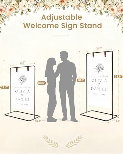 Wedding Welcome Sign Stand, Black Sign Holder, Includes Design Bundle - Image 2