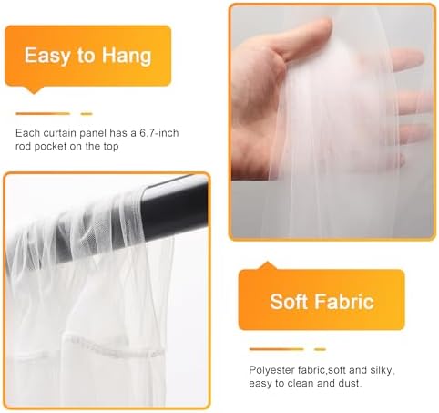 Fomcet Tulle Backdrop Curtains with Lights 10x8ft Sheer Ivory Curtain - Image 3