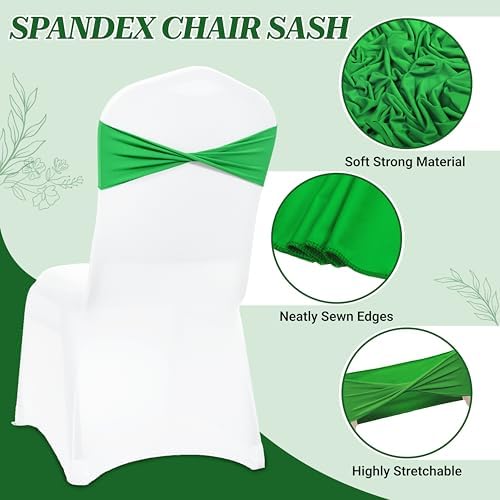 MDS Pack of 100 Spandex Chair Sashes Without Slider Buckles – Light Green - Image 3