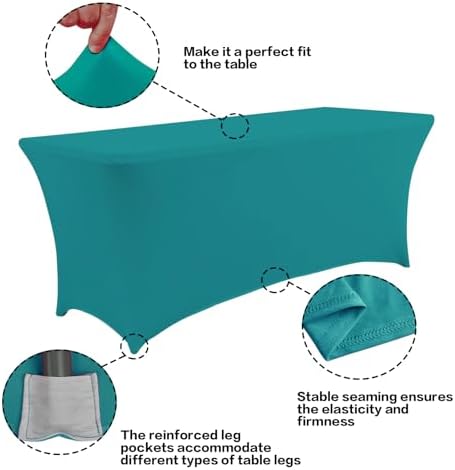IVAPUPU 6FT Table Cloth for Rectangular Spandex Lake Blue Table Cover - Image 2