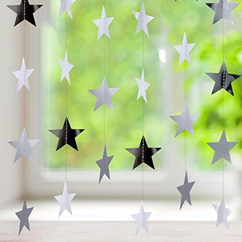 Patelai Glitter Star Garland Banner 2026 Party Decor 130 Feet Star Hanging Streamers Twinkle Backdrop for Classroom Birthday Graduation Wedding Supplies(Silver) - Image 3