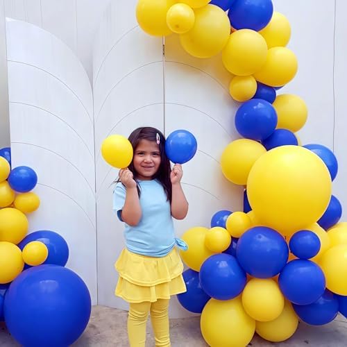 Isndare Navy Blue Yellow White Balloons, 12 Inch Navy Yellow Party Dark Yellow Latex Balloons Set for Boys Men Birthday Wedding Baby Shower Graduation Anniversary Decorations Is-02 - Image 6