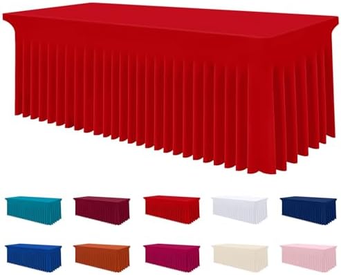 Smiry Spandex Elastic Fitted Table Cloth Skirt for 5FT Rectangle Table by Smiry