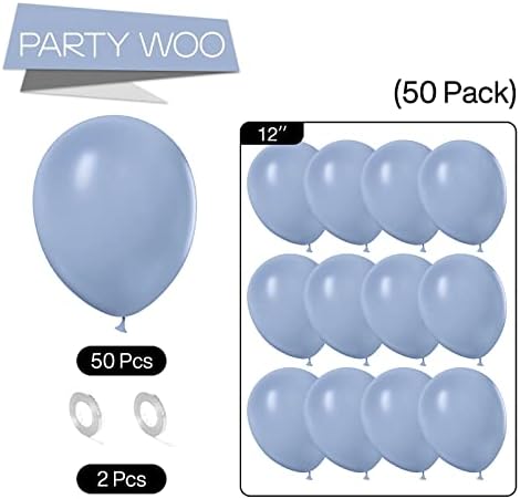 PartyWoo Dusty Blue Balloons 50pcs Boho Dusty Purple Muted Lavender Color - Image 5