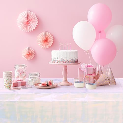 3 Pack Iridescent White Plastic Tablecloth, Shiny White Disposable Laser Rectangle Table Covers, Holographic Foil Tablecloth Party Decorations for Birthday Bridal Wedding Banquet, 40 x 108 Inch - Image 7