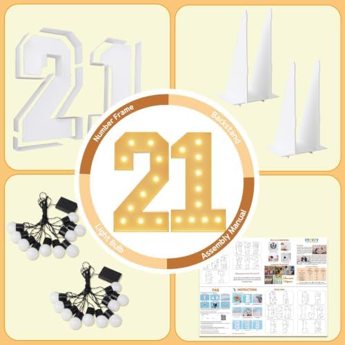 imprsv 21 Marquee Numbers, 4FT Light Up Numbers for 21st Birthday Decor - Image 5