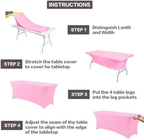IVAPUPU 6FT Table Cloth for Rectangular Spandex Pink Table Cover - Image 4