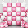 Pink White Square Foil Balloon Wall,25Pcs Double Sided Foil Balloons by Adorely