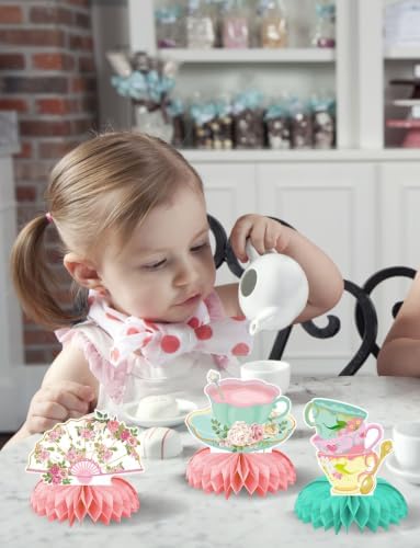 Tea Party Decorations, 9 Pcs Tea Party Table Decorations for Girls - Image 3