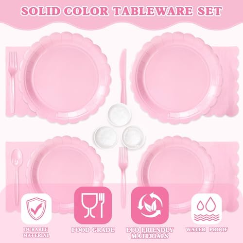Vyntra 350 Pcs Pink Paper Plates and Napkins Party Supplies - Image 6